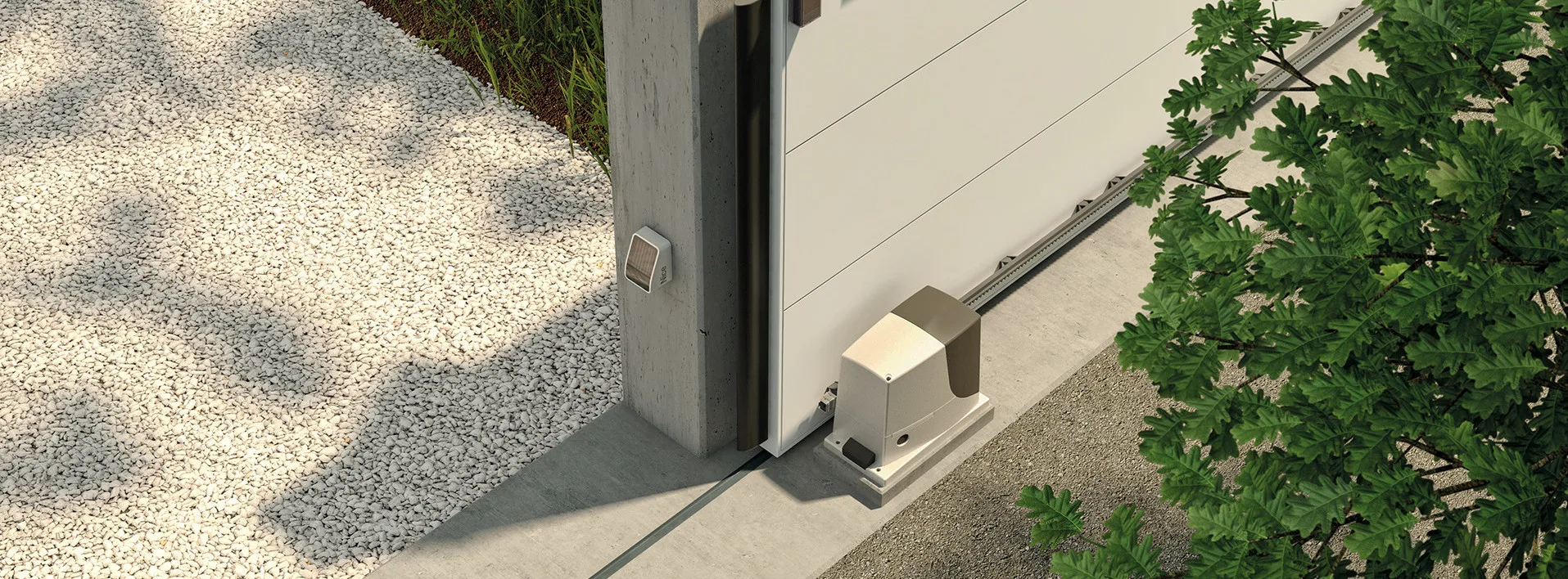 Puerta automatizada con motor Nice instalada por PORTECO